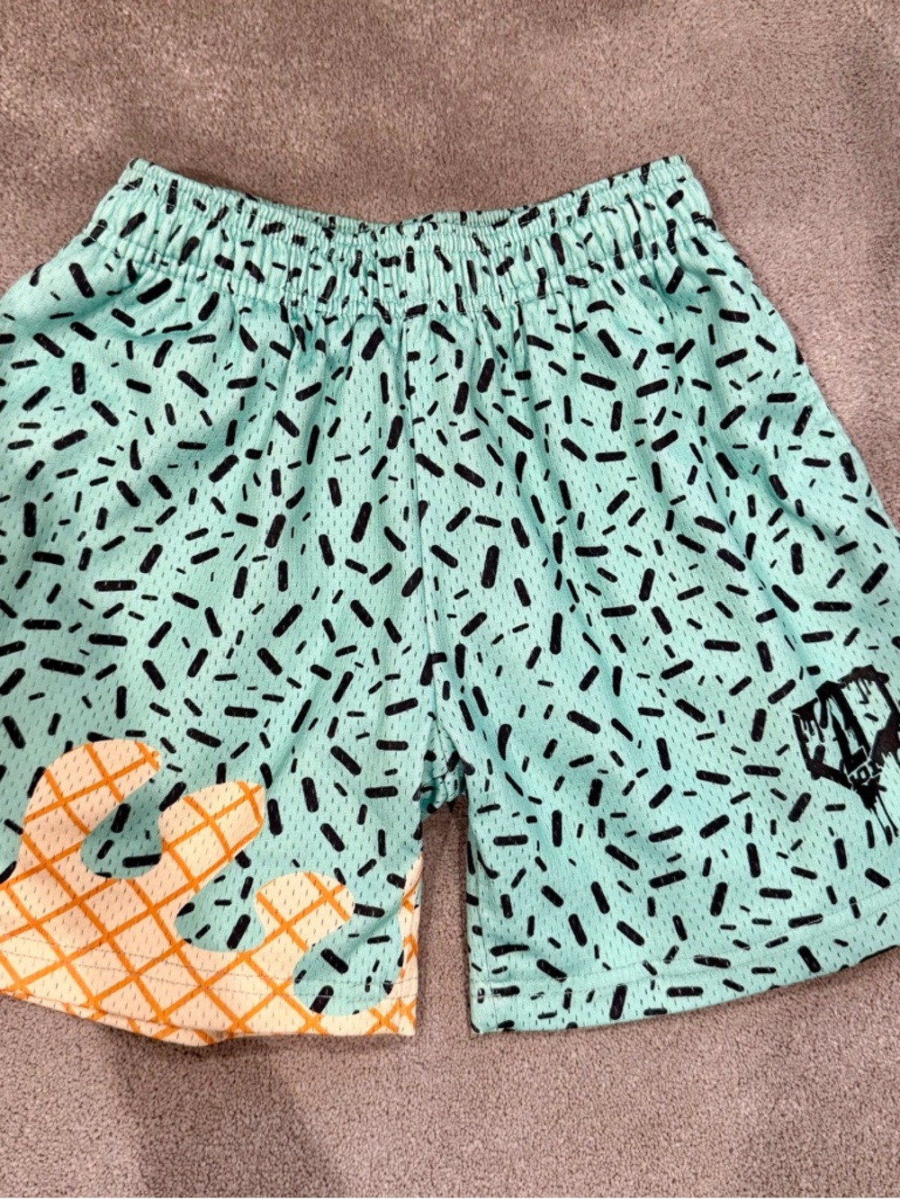 Kids Mint Green Patterned Casual Shorts